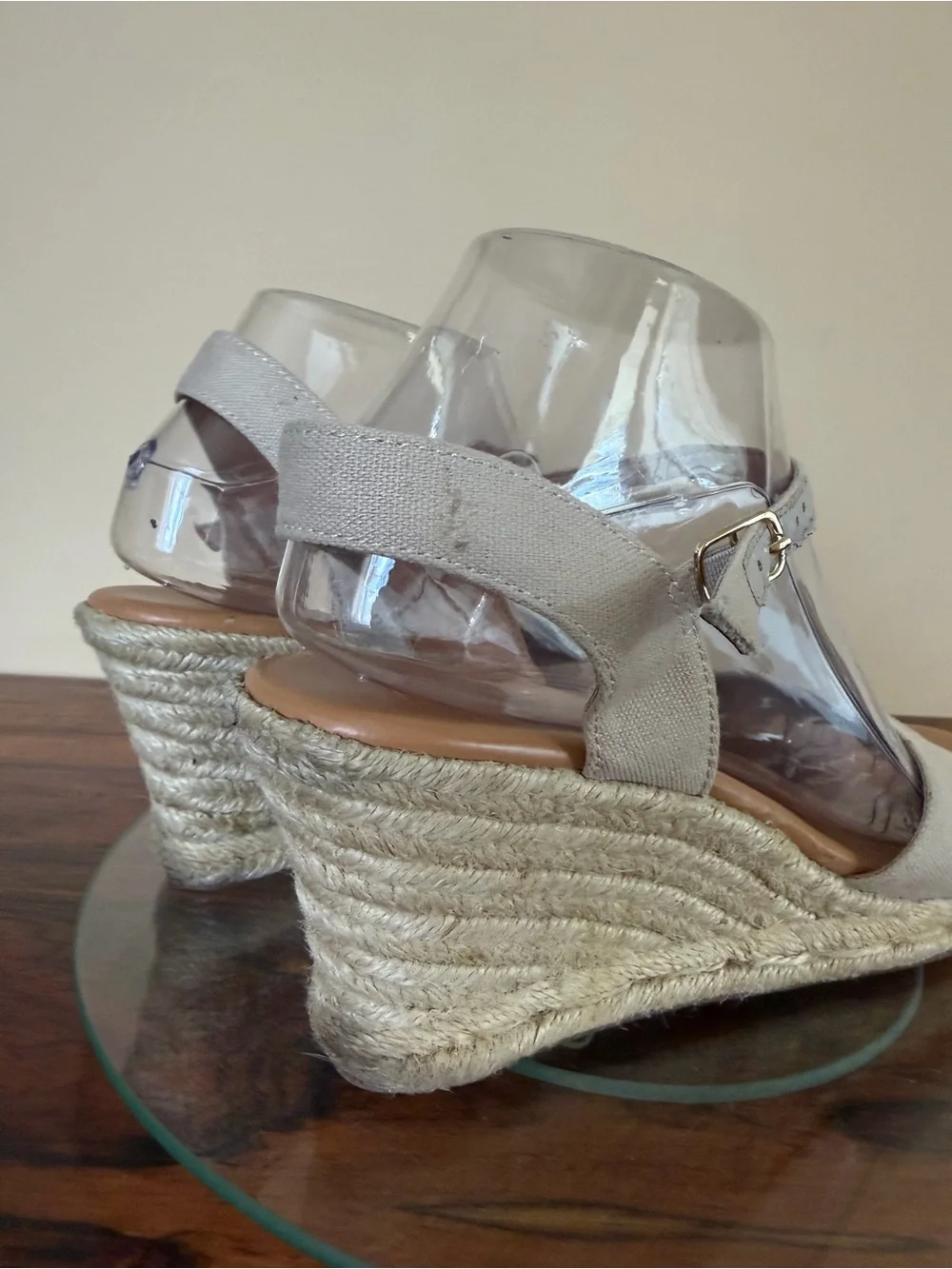 J. CREW Canvas Peep Toe Wedge Espadrille Shoes in size 8.5
